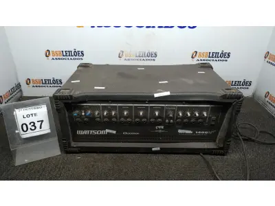 LOTE 037 - 01 AMPLIFICADOR DE SOM MODELO NPRH 1400 SUPER MARCA WATTSOM. (NO ESTADO) ATENÇÃO! FAZER A VISITAÇÃO ANTES DE ARREMATAR, NÃO SABEMOS SE FUNCIONA, LEILÃO NÃO TEM GARANTIA E NEM DEVOLUÇÃO, SUJEITO A POSSÍVEIS AVARIAS VISÍVEIS/OCULTAS E/OU AUSÊNCIA DE COMPONENTES.