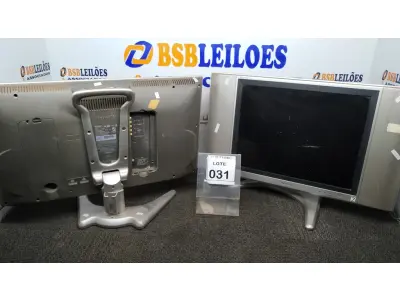 LOTE 031 - 02 TVS LCD 20’’ MARCA SHARP AQUOS. (NO ESTADO) ATENÇÃO! FAZER A VISITAÇÃO ANTES DE ARREMATAR, NÃO SABEMOS SE FUNCIONA, LEILÃO NÃO TEM GARANTIA E NEM DEVOLUÇÃO, SUJEITO A POSSÍVEIS AVARIAS VISÍVEIS/OCULTAS E/OU AUSÊNCIA DE COMPONENTES.