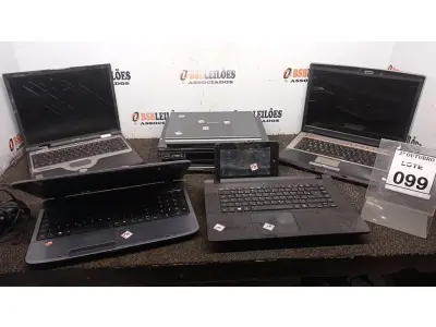 LOTE 099 - 07 NOTEBOOKS PARA RETIRADA DE PEÇAS DE MARCAS E MODELOS DIVERSOS, 01 COOLER DE NOTEBOOK E 01 TECLADO. (NO ESTADO) ATENÇÃO! FAZER A VISITAÇÃO ANTES DE ARREMATAR, NÃO SABEMOS SE FUNCIONA, LEILÃO NÃO TEM GARANTIA E NEM DEVOLUÇÃO, SUJEITO A POSSÍVEIS AVARIAS VISÍVEIS/OCULTAS E/OU AUSÊNCIA DE COMPONENTES.