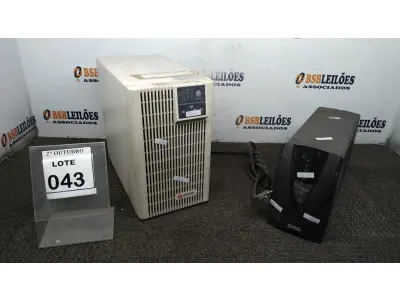 LOTE 043 - 02 NOBREAKS MARCAS SMS E MICROSOL. (NO ESTADO) ATENÇÃO! FAZER A VISITAÇÃO ANTES DE ARREMATAR, NÃO SABEMOS SE FUNCIONA, LEILÃO NÃO TEM GARANTIA E NEM DEVOLUÇÃO, SUJEITO A POSSÍVEIS AVARIAS VISÍVEIS/OCULTAS E/OU AUSÊNCIA DE COMPONENTES.