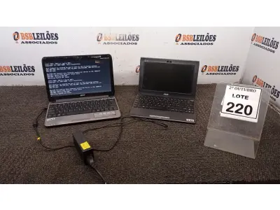 LOTE 220 - 02 NETBOOKS MARCAS ACER E ASUS COM 01 CARREGADOR. (NO ESTADO) ATENÇÃO! FAZER A VISITAÇÃO ANTES DE ARREMATAR, NÃO SABEMOS SE FUNCIONA, LEILÃO NÃO TEM GARANTIA E NEM DEVOLUÇÃO, SUJEITO A POSSÍVEIS AVARIAS VISÍVEIS/OCULTAS E/OU AUSÊNCIA DE COMPONENTES.