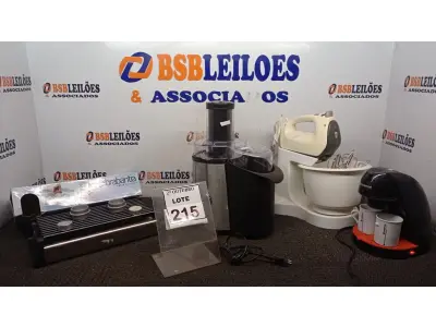 LOTE 215 - 01 CHURRASQUEIRA ELÉTRICA DE MESA MARCA BRABANTINA, 01 BATEDEIRA MARCA PHILIPS WALITA, 01 CENTRIFUGA DE ALIMENTOS MARCA MONDIAL E 01 CAFETEIRA MARCA CADENCE. (NO ESTADO) ATENÇÃO! FAZER A VISITAÇÃO ANTES DE ARREMATAR, NÃO SABEMOS SE FUNCIONA, LEILÃO NÃO TEM GARANTIA E NEM DEVOLUÇÃO, SUJEITO A POSSÍVEIS AVARIAS VISÍVEIS/OCULTAS E/OU AUSÊNCIA DE COMPONENTES.