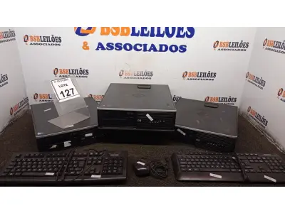 LOTE 127 - 03 CPUS MARCA HP, 01 MOUSE E 02 TECLADOS. (NO ESTADO) ATENÇÃO! FAZER A VISITAÇÃO ANTES DE ARREMATAR, NÃO SABEMOS SE FUNCIONA, LEILÃO NÃO TEM GARANTIA E NEM DEVOLUÇÃO, SUJEITO A POSSÍVEIS AVARIAS VISÍVEIS/OCULTAS E/OU AUSÊNCIA DE COMPONENTES.