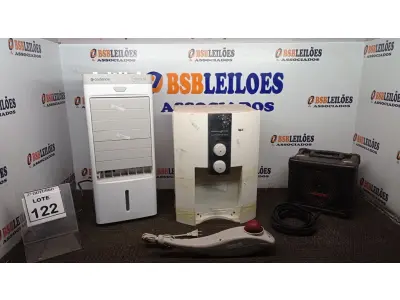 LOTE 122 - 01 CLIMATIZADOR MARCA CADENCE, 01 PURIFICADOR DE ÁGUA MARCA MASTER FRIO, 01 CAIXA DE SOM MULTIUSO MARCA HAYONILK MODELO PLAYER 80 E 01 MASSAGEADOR. (NO ESTADO) ATENÇÃO! FAZER A VISITAÇÃO ANTES DE ARREMATAR, NÃO SABEMOS SE FUNCIONA, LEILÃO NÃO TEM GARANTIA E NEM DEVOLUÇÃO, SUJEITO A POSSÍVEIS AVARIAS VISÍVEIS/OCULTAS E/OU AUSÊNCIA DE COMPONENTES.
