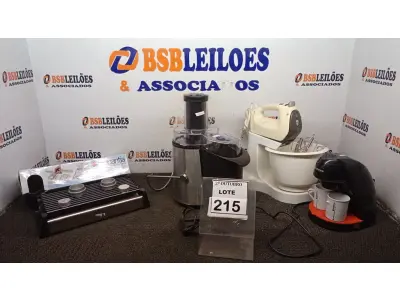 LOTE 215 - 01 CHURRASQUEIRA ELÉTRICA DE MESA MARCA BRABANTINA, 01 BATEDEIRA MARCA PHILIPS WALITA, 01 CENTRIFUGA DE ALIMENTOS MARCA MONDIAL E 01 CAFETEIRA MARCA CADENCE. (NO ESTADO) ATENÇÃO! FAZER A VISITAÇÃO ANTES DE ARREMATAR, NÃO SABEMOS SE FUNCIONA, LEILÃO NÃO TEM GARANTIA E NEM DEVOLUÇÃO, SUJEITO A POSSÍVEIS AVARIAS VISÍVEIS/OCULTAS E/OU AUSÊNCIA DE COMPONENTES.