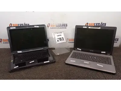 LOTE 283 - 02 NOTEBOOKS MARCA SONY VAIO. (NO ESTADO) ATENÇÃO! FAZER A VISITAÇÃO ANTES DE ARREMATAR, NÃO SABEMOS SE FUNCIONA, LEILÃO NÃO TEM GARANTIA E NEM DEVOLUÇÃO, SUJEITO A POSSÍVEIS AVARIAS VISÍVEIS/OCULTAS E/OU AUSÊNCIA DE COMPONENTES.