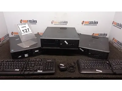 LOTE 127 - 03 CPUS MARCA HP, 01 MOUSE E 02 TECLADOS. (NO ESTADO) ATENÇÃO! FAZER A VISITAÇÃO ANTES DE ARREMATAR, NÃO SABEMOS SE FUNCIONA, LEILÃO NÃO TEM GARANTIA E NEM DEVOLUÇÃO, SUJEITO A POSSÍVEIS AVARIAS VISÍVEIS/OCULTAS E/OU AUSÊNCIA DE COMPONENTES.