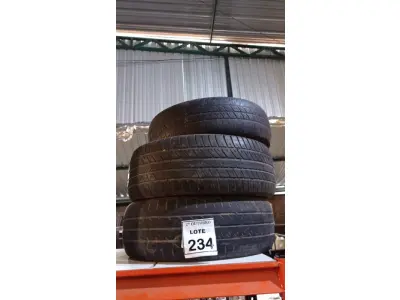 LOTE 234 - 03 PNEUS DE CARRO DE MEDIDAS DIVERSAS. (NO ESTADO) ATENÇÃO! FAZER A VISITAÇÃO ANTES DE ARREMATAR, NÃO SABEMOS SE FUNCIONA, LEILÃO NÃO TEM GARANTIA E NEM DEVOLUÇÃO, SUJEITO A POSSÍVEIS AVARIAS VISÍVEIS/OCULTAS E/OU AUSÊNCIA DE COMPONENTES.