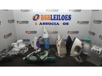 LOTE 024 - 04 FERROS DE PASSAR,01 ASPIRADORDE PÓ, 03 VAPORIZADORES DE ROUPAS E 03 CHUVEIROS. (NO ESTADO) ATENÇÃO! FAZER A VISITAÇÃO ANTES DE ARREMATAR, NÃO SABEMOS SE FUNCIONA, LEILÃO NÃO TEM GARANTIA E NEM DEVOLUÇÃO, SUJEITO A POSSÍVEIS AVARIAS VISÍVEIS/OCULTAS E/OU AUSÊNCIA DE COMPONENTES.