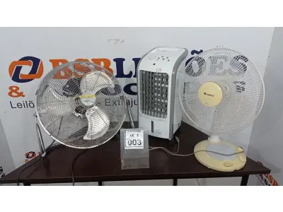 LOTE 003 - 03 VENTILADORES DE MARCAS E MODELOS DIVERSOS. (NO ESTADO) ATENÇÃO! FAZER A VISITAÇÃO ANTES DE ARREMATAR, NÃO SABEMOS SE FUNCIONA, LEILÃO NÃO TEM GARANTIA E NEM DEVOLUÇÃO, SUJEITO A POSSÍVEIS AVARIAS VISÍVEIS/OCULTAS E/OU AUSÊNCIA DE COMPONENTES.