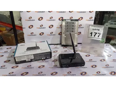 LOTE 177 - 01 ROTEADOR D LINK E 01 INTERFONE. (NO ESTADO) ATENÇÃO! FAZER A VISITAÇÃO ANTES DE ARREMATAR, NÃO SABEMOS SE FUNCIONA. LEILÃO NÃO TEM GARANTIA E NEM DEVOLUÇÃO, SUJEITO A POSSÍVEIS AVARIAS VISÍVEIS/OCULTAS E/OU AUSÊNCIA DE COMPONENTES.