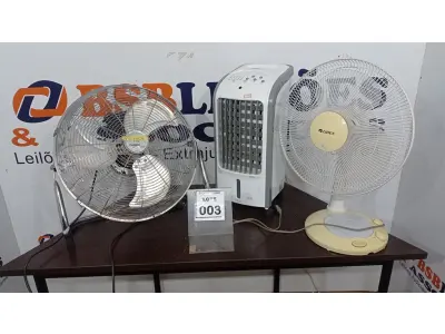 LOTE 003 - 03 VENTILADORES DE MARCAS E MODELOS DIVERSOS. (NO ESTADO) ATENÇÃO! FAZER A VISITAÇÃO ANTES DE ARREMATAR, NÃO SABEMOS SE FUNCIONA, LEILÃO NÃO TEM GARANTIA E NEM DEVOLUÇÃO, SUJEITO A POSSÍVEIS AVARIAS VISÍVEIS/OCULTAS E/OU AUSÊNCIA DE COMPONENTES.
