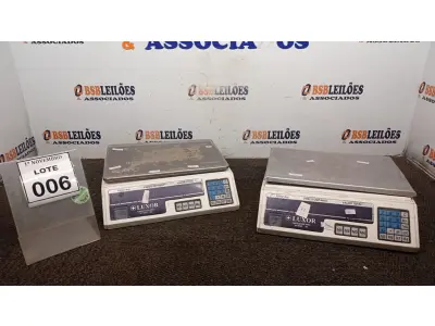 LOTE 006 - 02 BALANÇAS. (NO ESTADO) ATENÇÃO! FAZER A VISITAÇÃO ANTES DE ARREMATAR, NÃO SABEMOS SE FUNCIONA, LEILÃO NÃO TEM GARANTIA E NEM DEVOLUÇÃO, SUJEITO A POSSÍVEIS AVARIAS VISÍVEIS/OCULTAS E/OU AUSÊNCIA DE COMPONENTES.