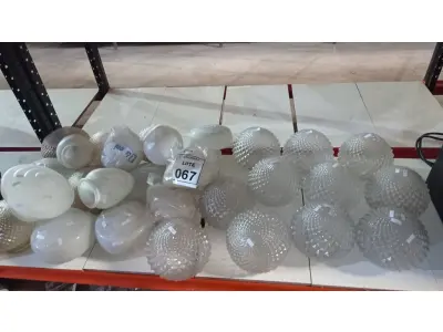 LOTE 067 - 01 LOTE COM VÁRIAS CÚPULAS DE LUMINÁRIA DE MATERIAIS E MODELOS DIVERSOS. (NO ESTADO) ATENÇÃO! FAZER A VISITAÇÃO ANTES DE ARREMATAR, NÃO SABEMOS SE FUNCIONA, LEILÃO NÃO TEM GARANTIA E NEM DEVOLUÇÃO, SUJEITO A POSSÍVEIS AVARIAS VISÍVEIS/OCULTAS E/OU AUSÊNCIA DE COMPONENTES.