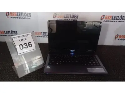 LOTE 036 - 01 NOTEBOOK MARCA ACER. (NO ESTADO) ATENÇÃO! FAZER A VISITAÇÃO ANTES DE ARREMATAR, NÃO SABEMOS SE FUNCIONA, LEILÃO NÃO TEM GARANTIA E NEM DEVOLUÇÃO, SUJEITO A POSSÍVEIS AVARIAS VISÍVEIS/OCULTAS E/OU AUSÊNCIA DE COMPONENTES.