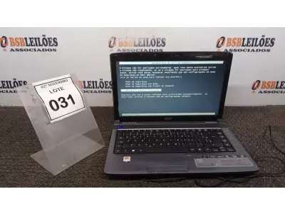 LOTE 031 - 01 NOTEBOOK MARCA ACER. (NO ESTADO) ATENÇÃO! FAZER A VISITAÇÃO ANTES DE ARREMATAR, NÃO SABEMOS SE FUNCIONA, LEILÃO NÃO TEM GARANTIA E NEM DEVOLUÇÃO, SUJEITO A POSSÍVEIS AVARIAS VISÍVEIS/OCULTAS E/OU AUSÊNCIA DE COMPONENTES.