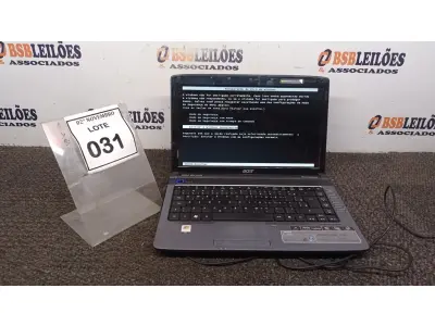 LOTE 031 - 01 NOTEBOOK MARCA ACER. (NO ESTADO) ATENÇÃO! FAZER A VISITAÇÃO ANTES DE ARREMATAR, NÃO SABEMOS SE FUNCIONA, LEILÃO NÃO TEM GARANTIA E NEM DEVOLUÇÃO, SUJEITO A POSSÍVEIS AVARIAS VISÍVEIS/OCULTAS E/OU AUSÊNCIA DE COMPONENTES.