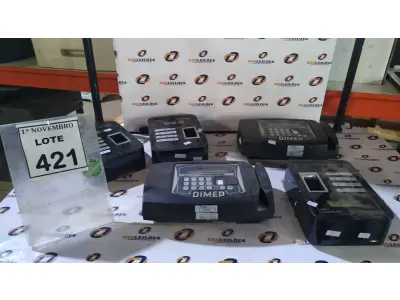 LOTE 421 - 05 RELÓGIOS DE PONTO MARCAS DIMEP E IDDATA. (NO ESTADO) ATENÇÃO! FAZER A VISITAÇÃO ANTES DE ARREMATAR, NÃO SABEMOS SE FUNCIONA, LEILÃO NÃO TEM GARANTIA E NEM DEVOLUÇÃO, SUJEITO A POSSÍVEIS AVARIAS VISÍVEIS/OCULTAS E/OU AUSÊNCIA DE COMPONENTES.