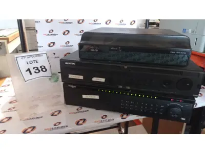 LOTE 138 - 01 ROTEADOR CISCO 1900 SERIES E 02 DVR MARCAS HIKIVISION E INTELBRAS. (NO ESTADO) ATENÇÃO! FAZER A VISITAÇÃO ANTES DE ARREMATAR, NÃO SABEMOS SE FUNCIONA, LEILÃO NÃO TEM GARANTIA E NEM DEVOLUÇÃO, SUJEITO A POSSÍVEIS AVARIAS VISÍVEIS/OCULTAS E/OU AUSÊNCIA DE COMPONENTES.