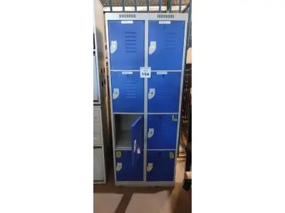 LOTE 154 - 01 ARMÁRIO DE AÇO COM 08 PORTAS. (NO ESTADO) ATENÇÃO! FAZER A VISITAÇÃO ANTES DE ARREMATAR, NÃO SABEMOS SE FUNCIONA, LEILÃO NÃO TEM GARANTIA E NEM DEVOLUÇÃO, SUJEITO A POSSÍVEIS AVARIAS VISÍVEIS/OCULTAS E/OU AUSÊNCIA DE COMPONENTES.