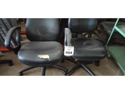 LOTE 404 - 02 CADEIRAS DE ESCRITÓRIO. (NO ESTADO) ATENÇÃO! FAZER A VISITAÇÃO ANTES DE ARREMATAR, NÃO SABEMOS SE FUNCIONA, LEILÃO NÃO TEM GARANTIA E NEM DEVOLUÇÃO, SUJEITO A POSSÍVEIS AVARIAS VISÍVEIS/OCULTAS E/OU AUSÊNCIA DE COMPONENTES.