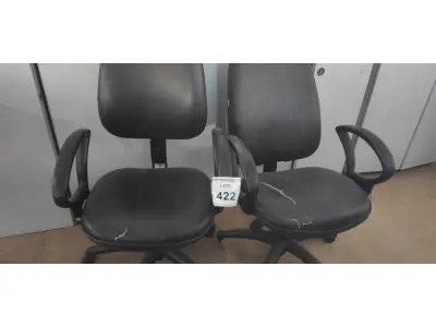 LOTE 422 - 02 CADEIRAS DE ESCRITÓRIO. (NO ESTADO) ATENÇÃO! FAZER A VISITAÇÃO ANTES DE ARREMATAR, NÃO SABEMOS SE FUNCIONA, LEILÃO NÃO TEM GARANTIA E NEM DEVOLUÇÃO, SUJEITO A POSSÍVEIS AVARIAS VISÍVEIS/OCULTAS E/OU AUSÊNCIA DE COMPONENTES.