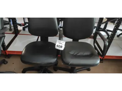 LOTE 408 - 02 CADEIRAS DE ESCRITÓRIO. (NO ESTADO) ATENÇÃO! FAZER A VISITAÇÃO ANTES DE ARREMATAR, NÃO SABEMOS SE FUNCIONA, LEILÃO NÃO TEM GARANTIA E NEM DEVOLUÇÃO, SUJEITO A POSSÍVEIS AVARIAS VISÍVEIS/OCULTAS E/OU AUSÊNCIA DE COMPONENTES.