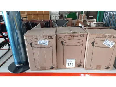 LOTE 273 - 03 LIXEIRAS INOX SEM TAMPA E 01 DISPENSE PARA ÁLCOOL EM GEL COM PEDAL. (NO ESTADO) ATENÇÃO! FAZER A VISITAÇÃO ANTES DE ARREMATAR, NÃO SABEMOS SE FUNCIONA, LEILÃO NÃO TEM GARANTIA E NEM DEVOLUÇÃO, SUJEITO A POSSÍVEIS AVARIAS VISÍVEIS/OCULTAS E/OU AUSÊNCIA DE COMPONENTES.