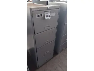 LOTE 283 - 01 ARQUIVO DE AÇO COM 04 GAVETAS. (NO ESTADO) ATENÇÃO! FAZER A VISITAÇÃO ANTES DE ARREMATAR, NÃO SABEMOS SE FUNCIONA, LEILÃO NÃO TEM GARANTIA E NEM DEVOLUÇÃO, SUJEITO A POSSÍVEIS AVARIAS VISÍVEIS/OCULTAS E/OU AUSÊNCIA DE COMPONENTES.