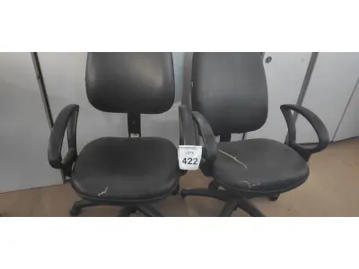 LOTE 422 - 02 CADEIRAS DE ESCRITÓRIO. (NO ESTADO) ATENÇÃO! FAZER A VISITAÇÃO ANTES DE ARREMATAR, NÃO SABEMOS SE FUNCIONA, LEILÃO NÃO TEM GARANTIA E NEM DEVOLUÇÃO, SUJEITO A POSSÍVEIS AVARIAS VISÍVEIS/OCULTAS E/OU AUSÊNCIA DE COMPONENTES.