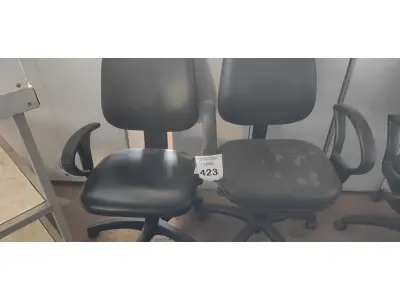 LOTE 423 - 02 CADEIRAS DE ESCRITÓRIO. (NO ESTADO) ATENÇÃO! FAZER A VISITAÇÃO ANTES DE ARREMATAR, NÃO SABEMOS SE FUNCIONA, LEILÃO NÃO TEM GARANTIA E NEM DEVOLUÇÃO, SUJEITO A POSSÍVEIS AVARIAS VISÍVEIS/OCULTAS E/OU AUSÊNCIA DE COMPONENTES.