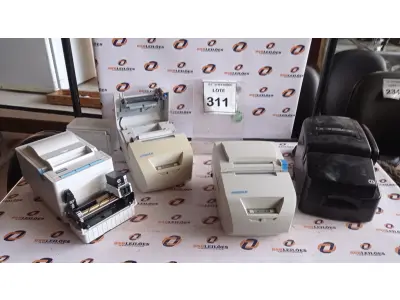 LOTE 311 - 04 IMPRESSORAS DE CUPOM  MARCAS E MODELOS DIVERSOS. (NO ESTADO) ATENÇÃO! FAZER A VISITAÇÃO ANTES DE ARREMATAR, NÃO SABEMOS SE FUNCIONA, LEILÃO NÃO TEM GARANTIA E NEM DEVOLUÇÃO, SUJEITO A POSSÍVEIS AVARIAS VISÍVEIS/OCULTAS E/OU AUSÊNCIA DE COMPONENTES.