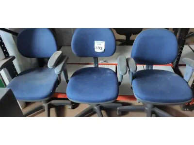 LOTE 393 - 03 CADEIRAS DE ESCRITÓRIO. (NO ESTADO) ATENÇÃO! FAZER A VISITAÇÃO ANTES DE ARREMATAR, NÃO SABEMOS SE FUNCIONA, LEILÃO NÃO TEM GARANTIA E NEM DEVOLUÇÃO, SUJEITO A POSSÍVEIS AVARIAS VISÍVEIS/OCULTAS E/OU AUSÊNCIA DE COMPONENTES.