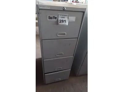 LOTE 281 - 01 ARQUIVO DE AÇO COM 04 GAVETAS. (NO ESTADO) ATENÇÃO! FAZER A VISITAÇÃO ANTES DE ARREMATAR, NÃO SABEMOS SE FUNCIONA, LEILÃO NÃO TEM GARANTIA E NEM DEVOLUÇÃO, SUJEITO A POSSÍVEIS AVARIAS VISÍVEIS/OCULTAS E/OU AUSÊNCIA DE COMPONENTES.