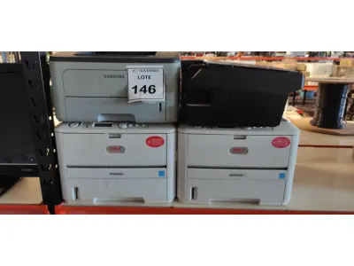LOTE 146 - 04 IMPRESSORAS DE MARCAS E MODELOS DIVERSOS. (NO ESTADO) ATENÇÃO! FAZER A VISITAÇÃO ANTES DE ARREMATAR, NÃO SABEMOS SE FUNCIONA, LEILÃO NÃO TEM GARANTIA E NEM DEVOLUÇÃO, SUJEITO A POSSÍVEIS AVARIAS VISÍVEIS/OCULTAS E/OU AUSÊNCIA DE COMPONENTES.