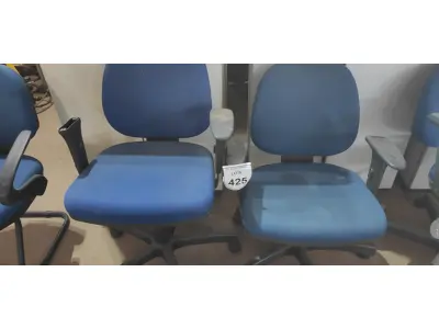 LOTE 425 - 02 CADEIRAS DE ESCRITÓRIO. (NO ESTADO) ATENÇÃO! FAZER A VISITAÇÃO ANTES DE ARREMATAR, NÃO SABEMOS SE FUNCIONA, LEILÃO NÃO TEM GARANTIA E NEM DEVOLUÇÃO, SUJEITO A POSSÍVEIS AVARIAS VISÍVEIS/OCULTAS E/OU AUSÊNCIA DE COMPONENTES.