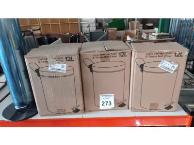 LOTE 273 - 03 LIXEIRAS INOX SEM TAMPA E 01 DISPENSE PARA ÁLCOOL EM GEL COM PEDAL. (NO ESTADO) ATENÇÃO! FAZER A VISITAÇÃO ANTES DE ARREMATAR, NÃO SABEMOS SE FUNCIONA, LEILÃO NÃO TEM GARANTIA E NEM DEVOLUÇÃO, SUJEITO A POSSÍVEIS AVARIAS VISÍVEIS/OCULTAS E/OU AUSÊNCIA DE COMPONENTES.