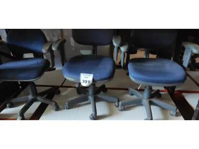 LOTE 391 - 03 CADEIRAS DE ESCRITÓRIO. (NO ESTADO) ATENÇÃO! FAZER A VISITAÇÃO ANTES DE ARREMATAR, NÃO SABEMOS SE FUNCIONA, LEILÃO NÃO TEM GARANTIA E NEM DEVOLUÇÃO, SUJEITO A POSSÍVEIS AVARIAS VISÍVEIS/OCULTAS E/OU AUSÊNCIA DE COMPONENTES.