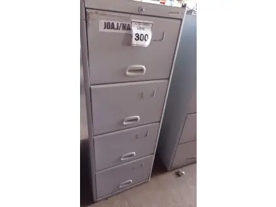 LOTE 300 - 01 ARQUIVO DE AÇO COM 04 GAVETAS. (NO ESTADO) ATENÇÃO! FAZER A VISITAÇÃO ANTES DE ARREMATAR, NÃO SABEMOS SE FUNCIONA, LEILÃO NÃO TEM GARANTIA E NEM DEVOLUÇÃO, SUJEITO A POSSÍVEIS AVARIAS VISÍVEIS/OCULTAS E/OU AUSÊNCIA DE COMPONENTES.