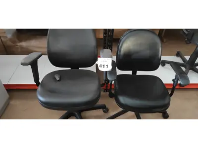 LOTE 411 - 02 CADEIRAS DE ESCRITÓRIO. (NO ESTADO) ATENÇÃO! FAZER A VISITAÇÃO ANTES DE ARREMATAR, NÃO SABEMOS SE FUNCIONA, LEILÃO NÃO TEM GARANTIA E NEM DEVOLUÇÃO, SUJEITO A POSSÍVEIS AVARIAS VISÍVEIS/OCULTAS E/OU AUSÊNCIA DE COMPONENTES.