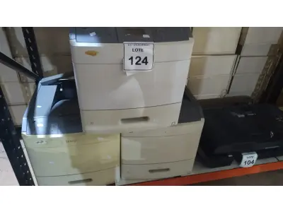 LOTE 124 - 03 IMPRESSORAS MARCA LEXMARK. (NO ESTADO) ATENÇÃO! FAZER A VISITAÇÃO ANTES DE ARREMATAR, NÃO SABEMOS SE FUNCIONA, LEILÃO NÃO TEM GARANTIA E NEM DEVOLUÇÃO, SUJEITO A POSSÍVEIS AVARIAS VISÍVEIS/OCULTAS E/OU AUSÊNCIA DE COMPONENTES.