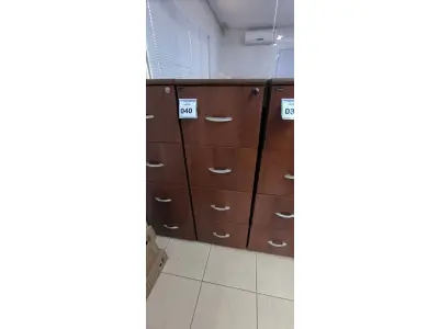 LOTE 040 - 01 ARQUIVO EM MADEIRA COM 04 GAVETAS NA COR MARROM. (NO ESTADO) ATENÇÃO! FAZER A VISITAÇÃO ANTES DE ARREMATAR, NÃO SABEMOS SE FUNCIONA, LEILÃO NÃO TEM GARANTIA E NEM DEVOLUÇÃO, SUJEITO A POSSÍVEIS AVARIAS VISÍVEIS/OCULTAS E/OU AUSÊNCIA DE COMPONENTES.