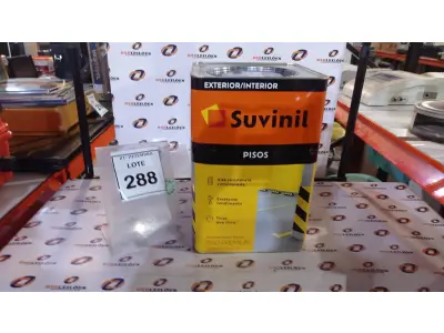 LOTE 288 - 01 TINTA DE PISOS EXTERIOR NA COR FOSCO CINZA ESCURO MARCA SUVINIL. (NO ESTADO) ATENÇÃO! FAZER A VISITAÇÃO ANTES DE ARREMATAR, NÃO SABEMOS SE FUNCIONA, LEILÃO NÃO TEM GARANTIA E NEM DEVOLUÇÃO, SUJEITO A POSSÍVEIS AVARIAS VISÍVEIS/OCULTAS E/OU AUSÊNCIA DE COMPONENTES.