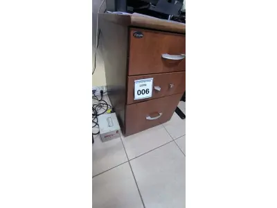LOTE 006 - 01 GAVETEIRO EM MADEIRA 03 GAVETAS. (NO ESTADO) ATENÇÃO! FAZER A VISITAÇÃO ANTES DE ARREMATAR, NÃO SABEMOS SE FUNCIONA, LEILÃO NÃO TEM GARANTIA E NEM DEVOLUÇÃO, SUJEITO A POSSÍVEIS AVARIAS VISÍVEIS/OCULTAS E/OU AUSÊNCIA DE COMPONENTES.