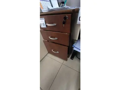 LOTE 015 - 01 GAVETEIRO EM MADEIRA 03 GAVETAS NA COR MARROM. (NO ESTADO) ATENÇÃO! FAZER A VISITAÇÃO ANTES DE ARREMATAR, NÃO SABEMOS SE FUNCIONA, LEILÃO NÃO TEM GARANTIA E NEM DEVOLUÇÃO, SUJEITO A POSSÍVEIS AVARIAS VISÍVEIS/OCULTAS E/OU AUSÊNCIA DE COMPONENTES.