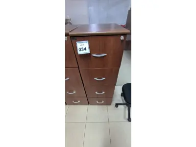 LOTE 034 - 01 ARQUIVO EM MADEIRA COM 04 GAVETAS NA COR MARROM. (NO ESTADO) ATENÇÃO! FAZER A VISITAÇÃO ANTES DE ARREMATAR, NÃO SABEMOS SE FUNCIONA, LEILÃO NÃO TEM GARANTIA E NEM DEVOLUÇÃO, SUJEITO A POSSÍVEIS AVARIAS VISÍVEIS/OCULTAS E/OU AUSÊNCIA DE COMPONENTES.