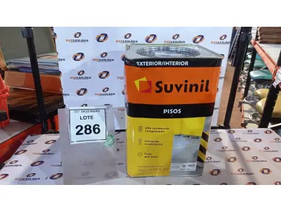 LOTE 286 - 01 TINTA DE PISOS EXTERIOR NA COR FOSCO CINZA ESCURO MARCA SUVINIL. (NO ESTADO) ATENÇÃO! FAZER A VISITAÇÃO ANTES DE ARREMATAR, NÃO SABEMOS SE FUNCIONA, LEILÃO NÃO TEM GARANTIA E NEM DEVOLUÇÃO, SUJEITO A POSSÍVEIS AVARIAS VISÍVEIS/OCULTAS E/OU AUSÊNCIA DE COMPONENTES.