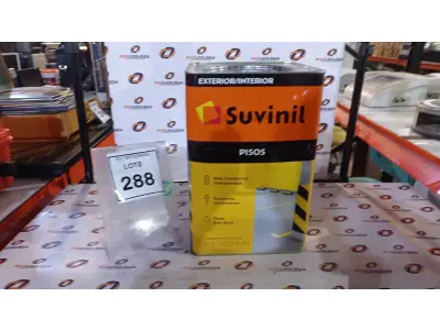 LOTE 288 - 01 TINTA DE PISOS EXTERIOR NA COR FOSCO CINZA ESCURO MARCA SUVINIL. (NO ESTADO) ATENÇÃO! FAZER A VISITAÇÃO ANTES DE ARREMATAR, NÃO SABEMOS SE FUNCIONA, LEILÃO NÃO TEM GARANTIA E NEM DEVOLUÇÃO, SUJEITO A POSSÍVEIS AVARIAS VISÍVEIS/OCULTAS E/OU AUSÊNCIA DE COMPONENTES.
