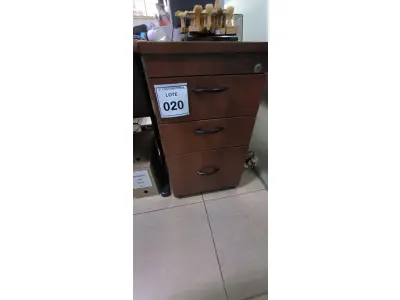 LOTE 020 - 01 GAVETEIRO EM MADEIRA COM 03 GAVETAS NA COR MARROM. (NO ESTADO) ATENÇÃO! FAZER A VISITAÇÃO ANTES DE ARREMATAR, NÃO SABEMOS SE FUNCIONA, LEILÃO NÃO TEM GARANTIA E NEM DEVOLUÇÃO, SUJEITO A POSSÍVEIS AVARIAS VISÍVEIS/OCULTAS E/OU AUSÊNCIA DE COMPONENTES.