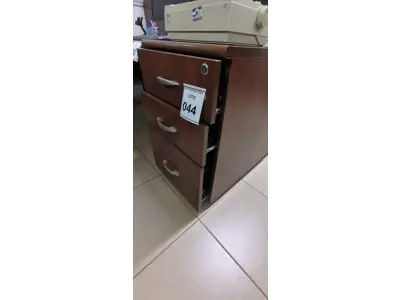 LOTE 044 - 01 GAVETEIRO EM MADEIRA COM 03 GAVETAS. (NO ESTADO) ATENÇÃO! FAZER A VISITAÇÃO ANTES DE ARREMATAR, NÃO SABEMOS SE FUNCIONA, LEILÃO NÃO TEM GARANTIA E NEM DEVOLUÇÃO, SUJEITO A POSSÍVEIS AVARIAS VISÍVEIS/OCULTAS E/OU AUSÊNCIA DE COMPONENTES.